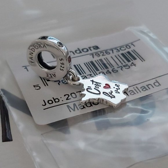 AUTH PANDORA STERLING SILVER *FRANCE EXCLUSIVE* "C'EST LA VIE " Charm - Picture 6 of 9